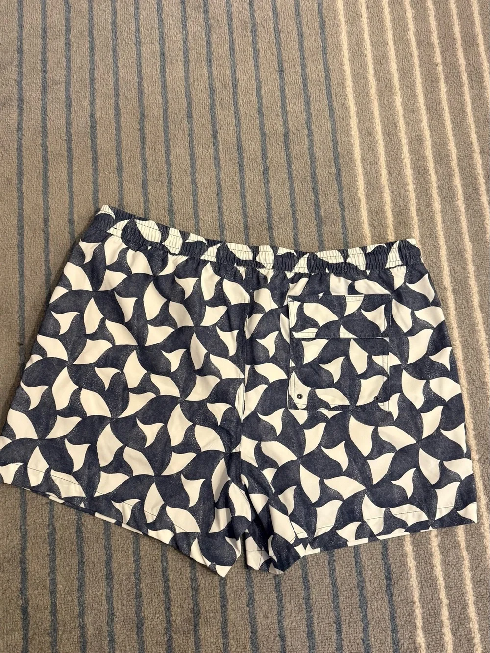 Abercrombie & Fitch Navy and White Geometric Swim Trunks- XL